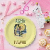 アロハハワイヴィンテージフラガール   ペーパープレート (パーティー)