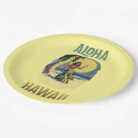 アロハハワイヴィンテージフラガール   ペーパープレート (アングル)