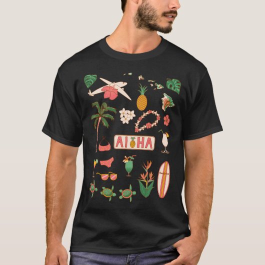 アロハハワイ旅行グラフィックス Tシャツ (正面)