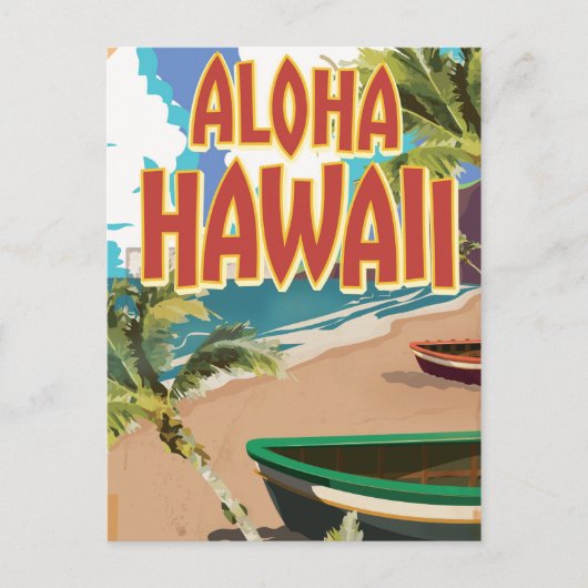アロハハワイ旅行ポスター ポストカード (正面)