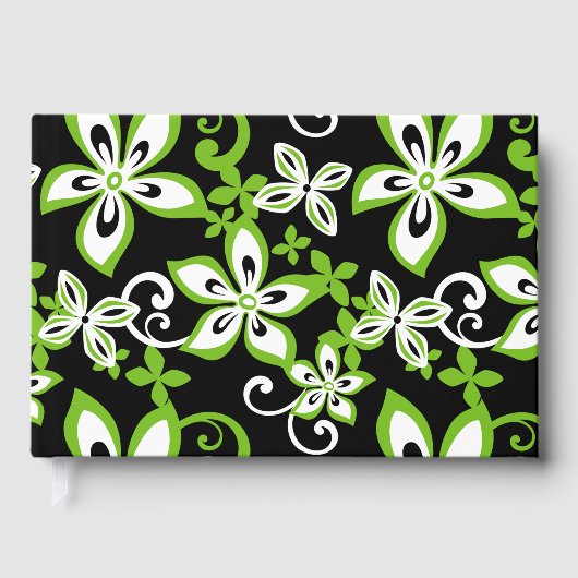 アロハハワイ模様インブラックとライム ゲストブック (正面)