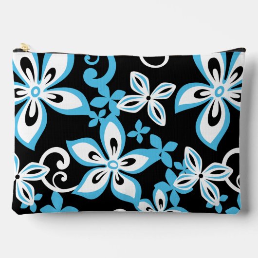 アロハハワイ模様（ブラック/ブルー） アクセサリーポーチ (正面)