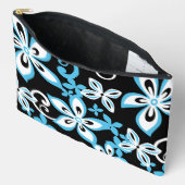 アロハハワイ模様（ブラック/ブルー） アクセサリーポーチ (見開き)