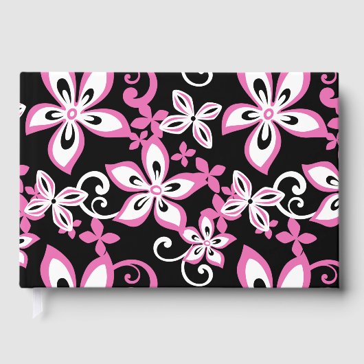 アロハハワイ模様（黒とピンク） ゲストブック (正面)