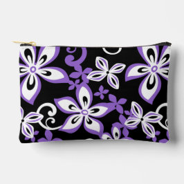 アロハハワイ模様（黒/紫） アクセサリーポーチ
