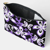 アロハハワイ模様（黒/紫） アクセサリーポーチ (見開き)