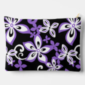 アロハハワイ模様（黒/紫） アクセサリーポーチ (裏面)