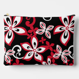 アロハハワイ模様（黒/赤） アクセサリーポーチ