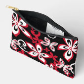 アロハハワイ模様（黒/赤） アクセサリーポーチ (見開き)