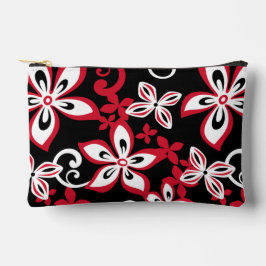 アロハハワイ模様（黒/赤） アクセサリーポーチ