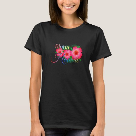 アロハハワイ熱帯島の花 Tシャツ (正面)