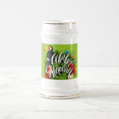 アロハハワイ花茎葉蝶イエロー ビールジョッキ (中央)