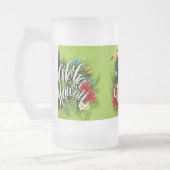 アロハハワイ花茎葉蝶イエロー フロストグラスビールジョッキ (左)