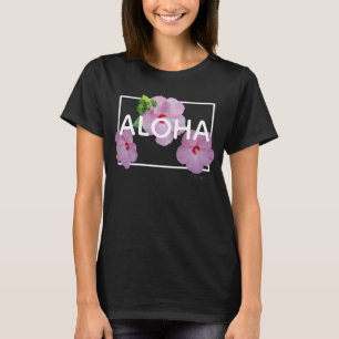 アロハハワイ3ピンクハイビスカストロピカルフラワー Tシャツ