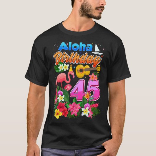アロハハワイ45歳誕生日45thデイフラミン tシャツ (正面)