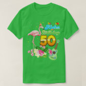アロハハワイ50誕生日50歳フラミンゴH Tシャツ (デザイン正面)
