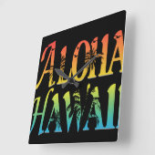 アロハハワイ スクエア壁時計 (傾斜)