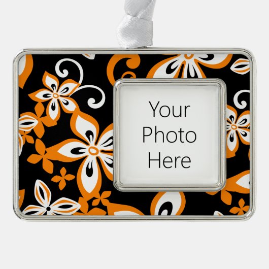 アロハハワイ（ブラック/オレンジ） シルバープレートフレームオーナメント (正面)