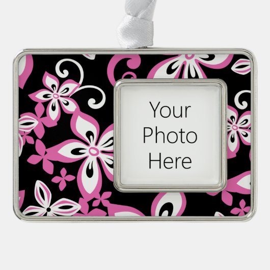 アロハハワイ（ブラック/ピンク） シルバープレートフレームオーナメント (正面)