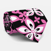 アロハハワイ（ブラック/ピンク） ネクタイ (ロール)