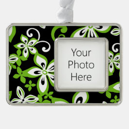 アロハハワイ(ブラック/ライム) シルバープレートフレームオーナメント