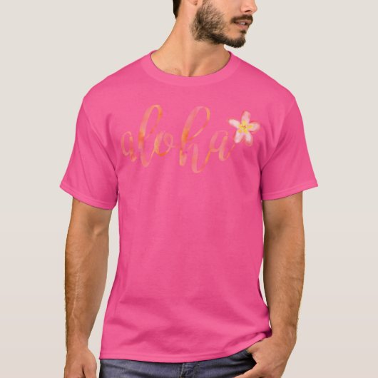 アロハハワイ プルメリア 水彩フラワー Tシャツ (正面)