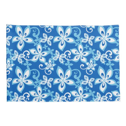 アロハハワイ（青x 2） 枕カバー (裏面-右)