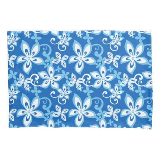 アロハハワイ（青x 2） 枕カバー (正面左)