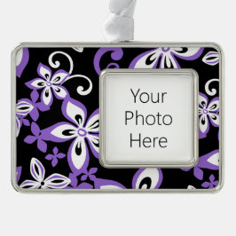 アロハハワイ（黒/紫） シルバープレートフレームオーナメント