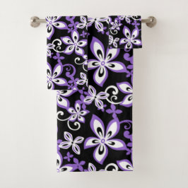 アロハハワイ（黒・紫）バスタオルセット バスタオルセット