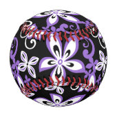 アロハハワイ（黒/紫） 野球ボール (裏面)