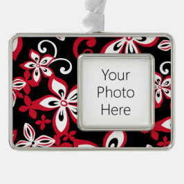 アロハハワイ（黒/赤） シルバープレートフレームオーナメント