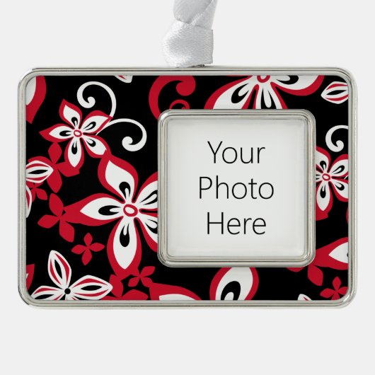 アロハハワイ（黒/赤） シルバープレートフレームオーナメント (正面)