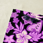 アロハハートハワイアンハイビスカストロピカルバイオレット ビーチタオル (インサイチュ)