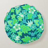 アロハハートハワイアンハイビスカストロピカル ラウンドクッション (裏面)