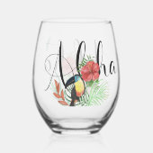 アロハバケーションリトリートキープサケ ステムなしワイングラス (正面)
