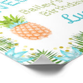 アロハバースデーパーティーウェルカムサインルアウ(ハワイ式宴会)デコールブルー ポスター (角)