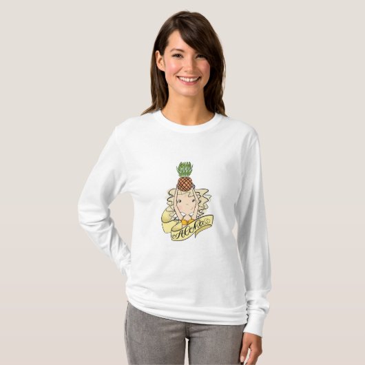 アロハパイナップルを持つ女の子 Tシャツ (正面フル)