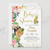 アロハパイナップルアフリガールベビーシャワー 招待状 (正面)