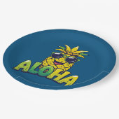 アロハパイナップルコレクションティール(緑がかった色)紙プレート ペーパープレート (アングル)