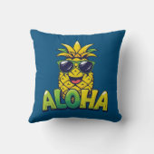 アロハパイナップルコレクションティール（緑がかった色）装飾用クッション クッション (裏面)
