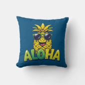 アロハパイナップルコレクションティール（緑がかった色）装飾用クッション クッション (正面)