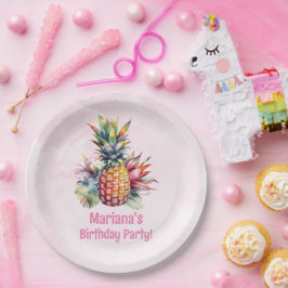 アロハパイナップルサマーバースデーパーティー ペーパープレート