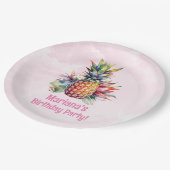 アロハパイナップルサマーバースデーパーティー ペーパープレート (アングル)