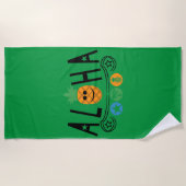 アロハパイナップルデザイン-ビーチタオル ビーチタオル (正面)