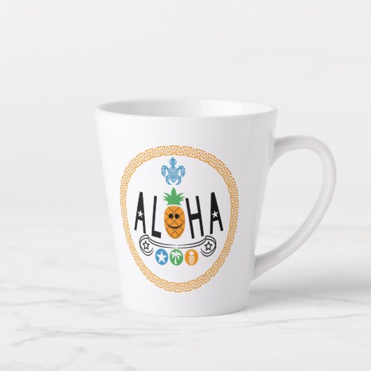 アロハパイナップルデザイン – 小ラテマグカップ カフェラテマグ (右)