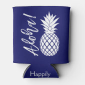 アロハパイナップルビーチパーティールアウ(ハワイ式宴会) |ネイビーホワイト 缶クーラー (正面)