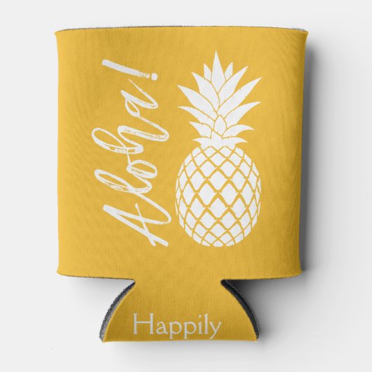 アロハパイナップルビーチパーティールアウ（ハワイ式宴会） |黄色（白） 缶クーラー (正面)
