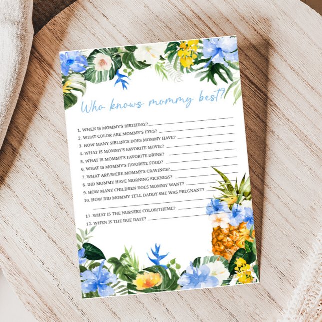 アロハパイナップルベビーシャワー・モミー当てゲーム (Aloha Baby Baby Shower Game)