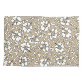 アロハパッチワークハワイアントロピカルプリント – ニュートラル 枕カバー (裏面)